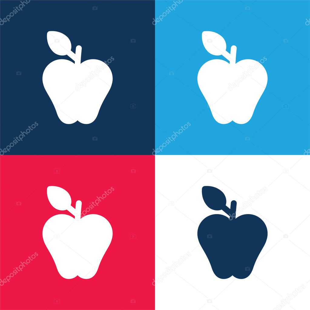 Apple blue and red four color minimal icon set