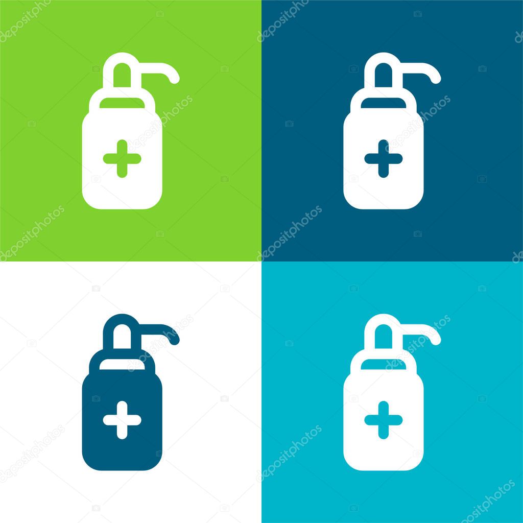 Antibacterial Gel Flat four color minimal icon set