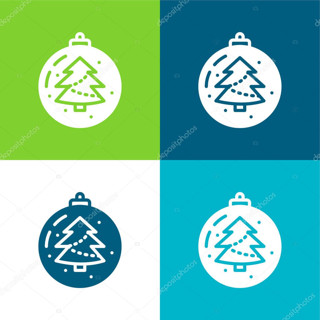 Bauble Flat four color minimal icon set