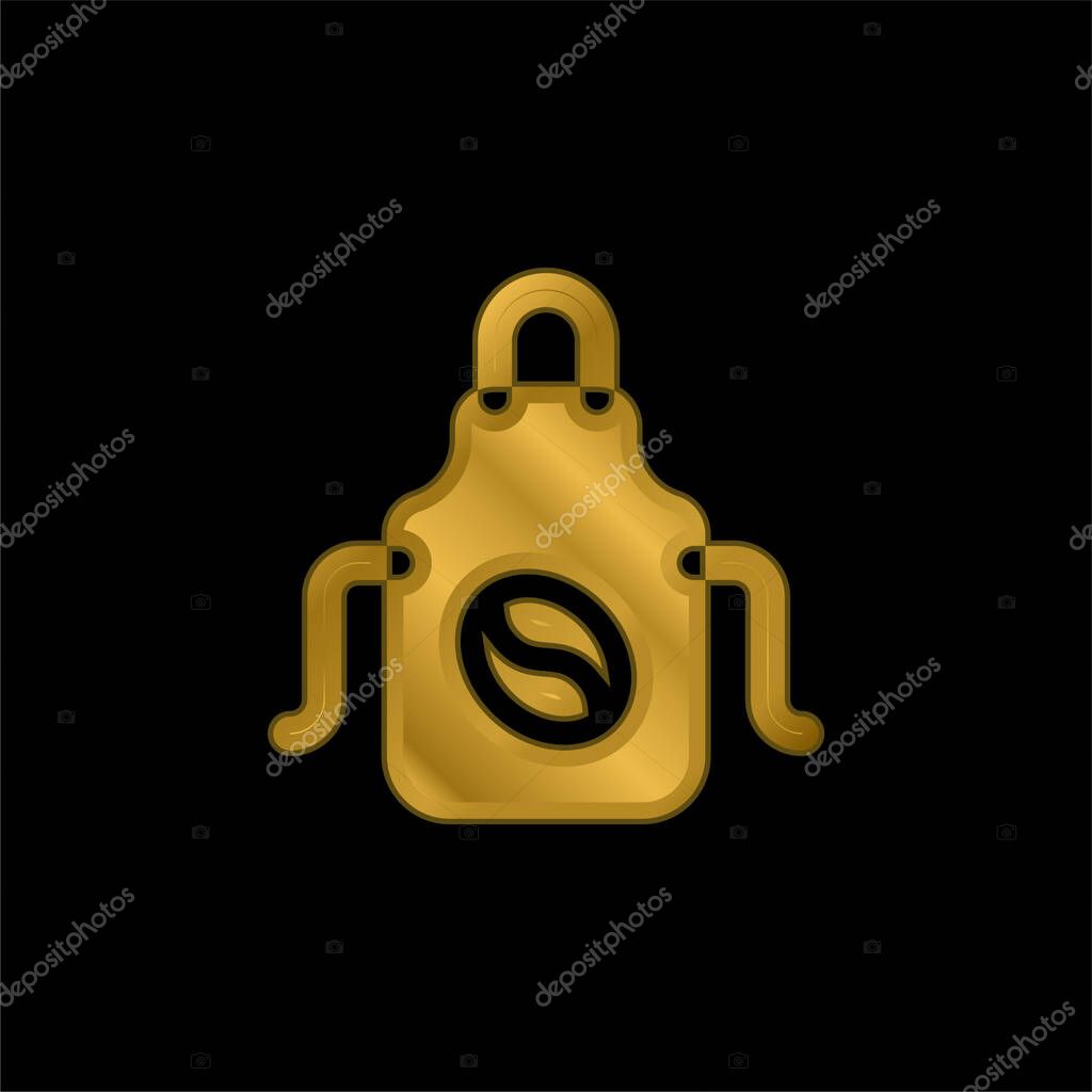 Apron gold plated metalic icon or logo vector