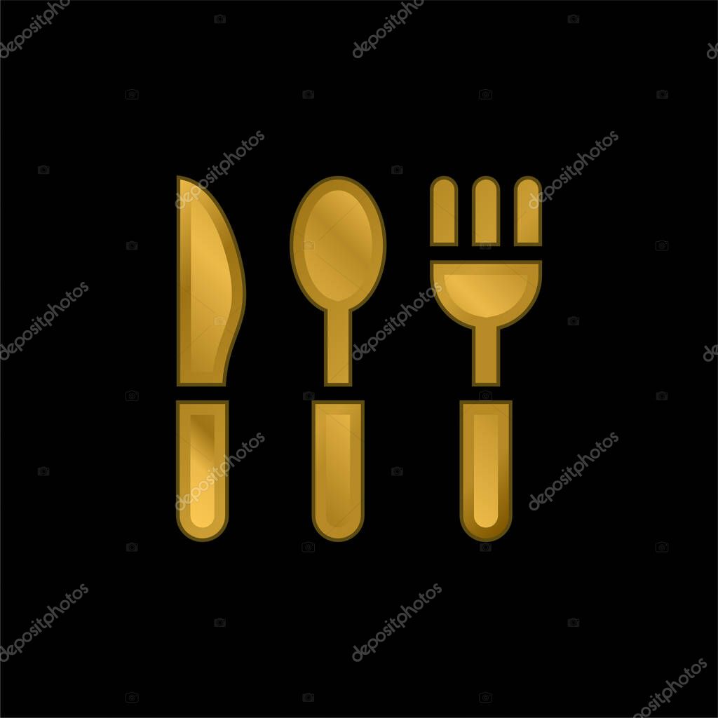 Baby Cutlery gold plated metalic icon or logo vector