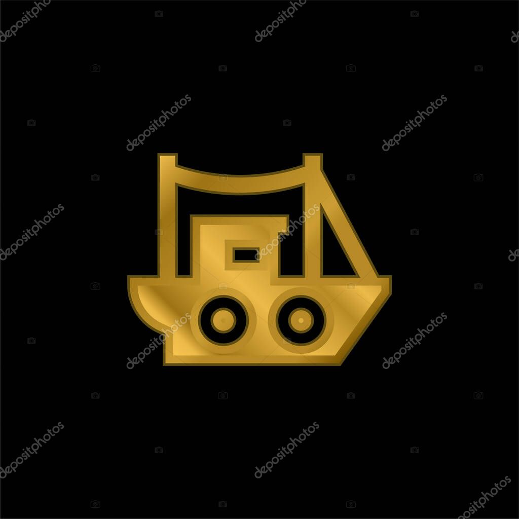 Boat gold plated metalic icon or logo vector