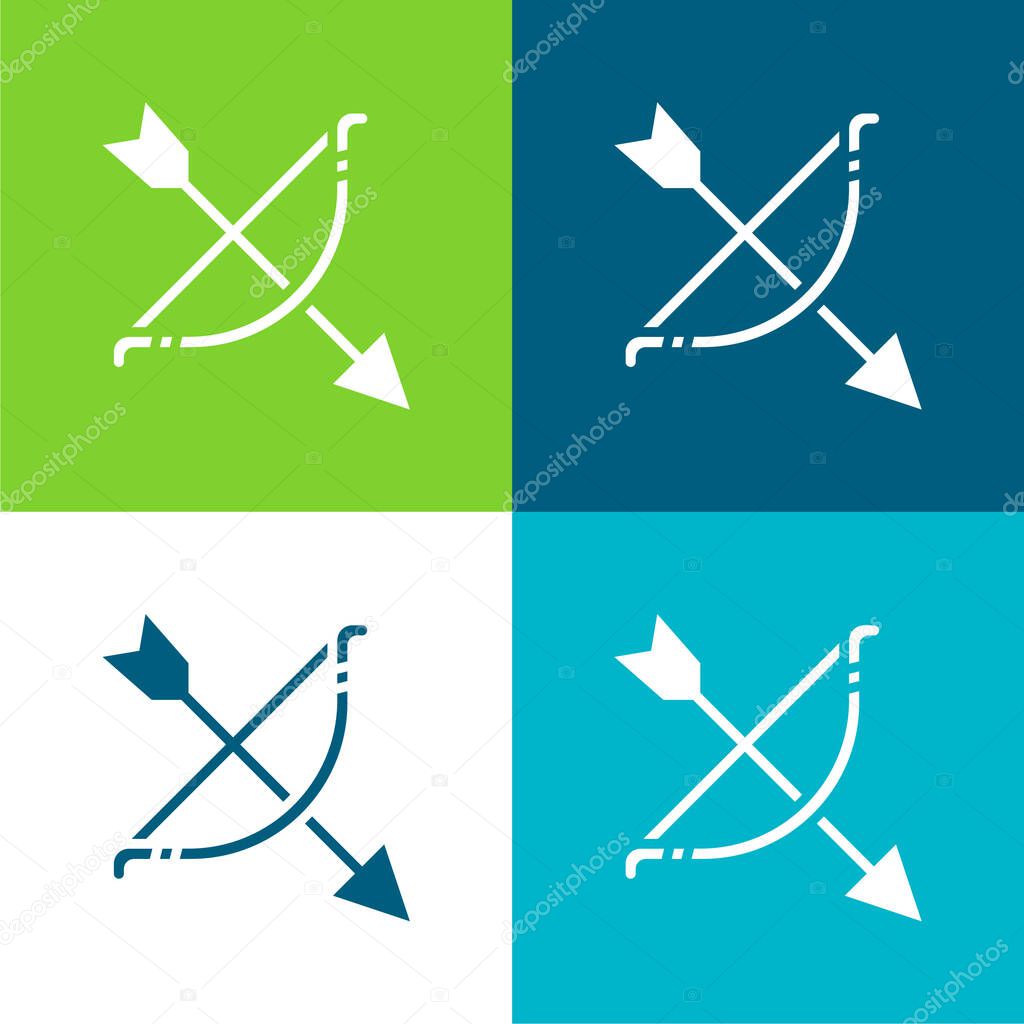 Archery Flat four color minimal icon set