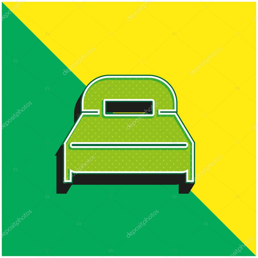Big Bed With One Pillow Green and yellow modern 3d vector icon logo