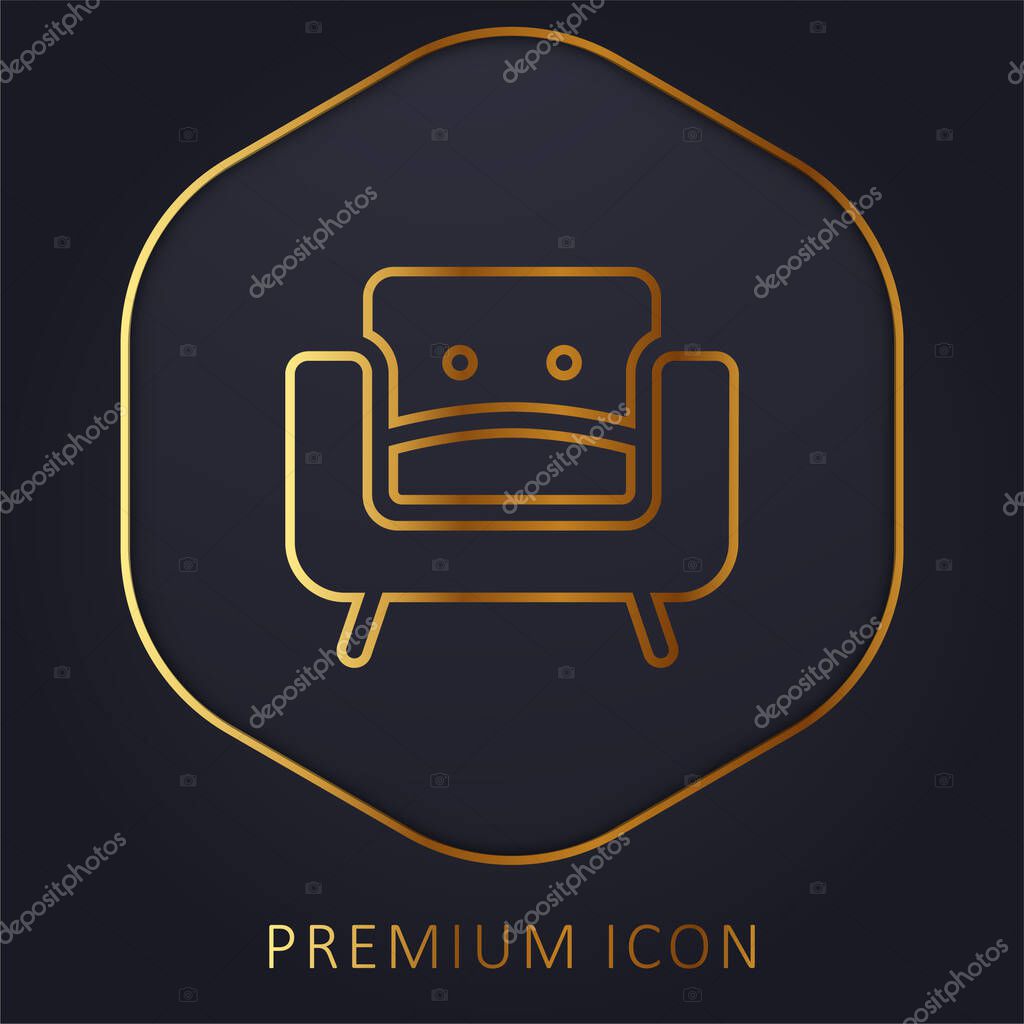 Armchair golden line premium logo or icon