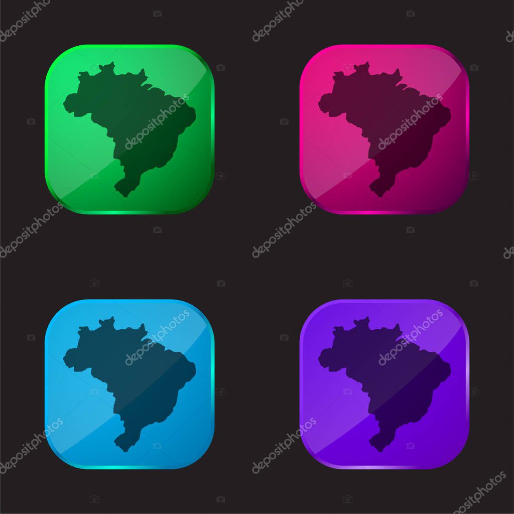 Black four color glass button icon