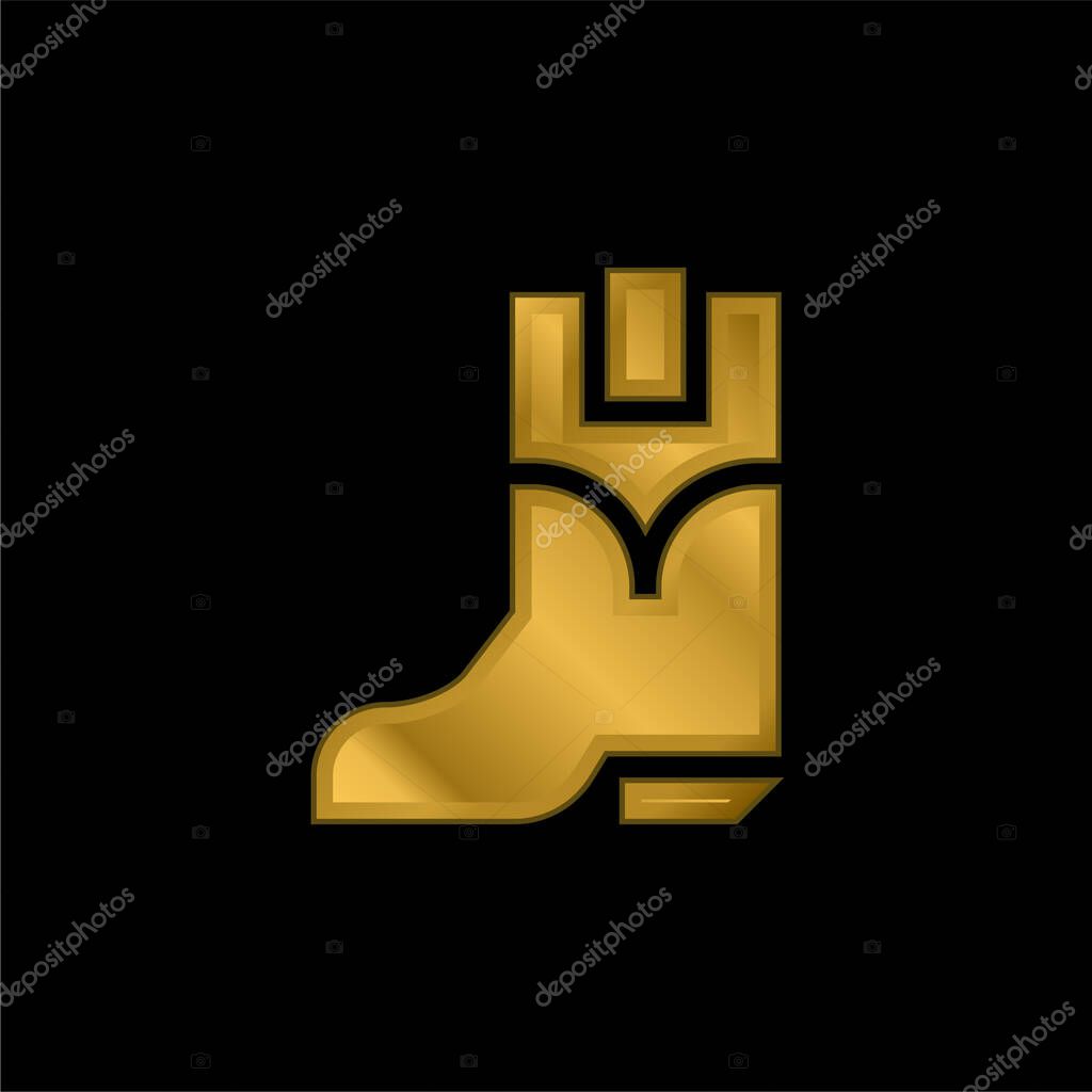 Boots gold plated metalic icon or logo vector