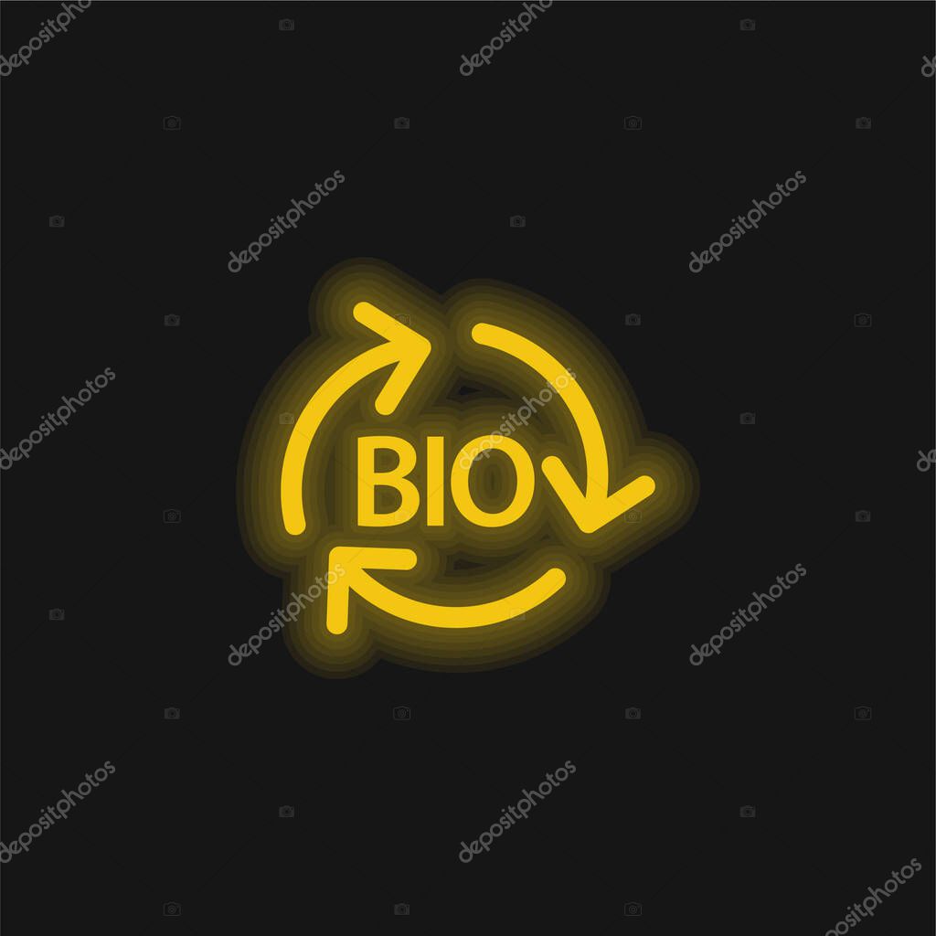 Bio Mass Renewable Energy yellow glowing neon icon