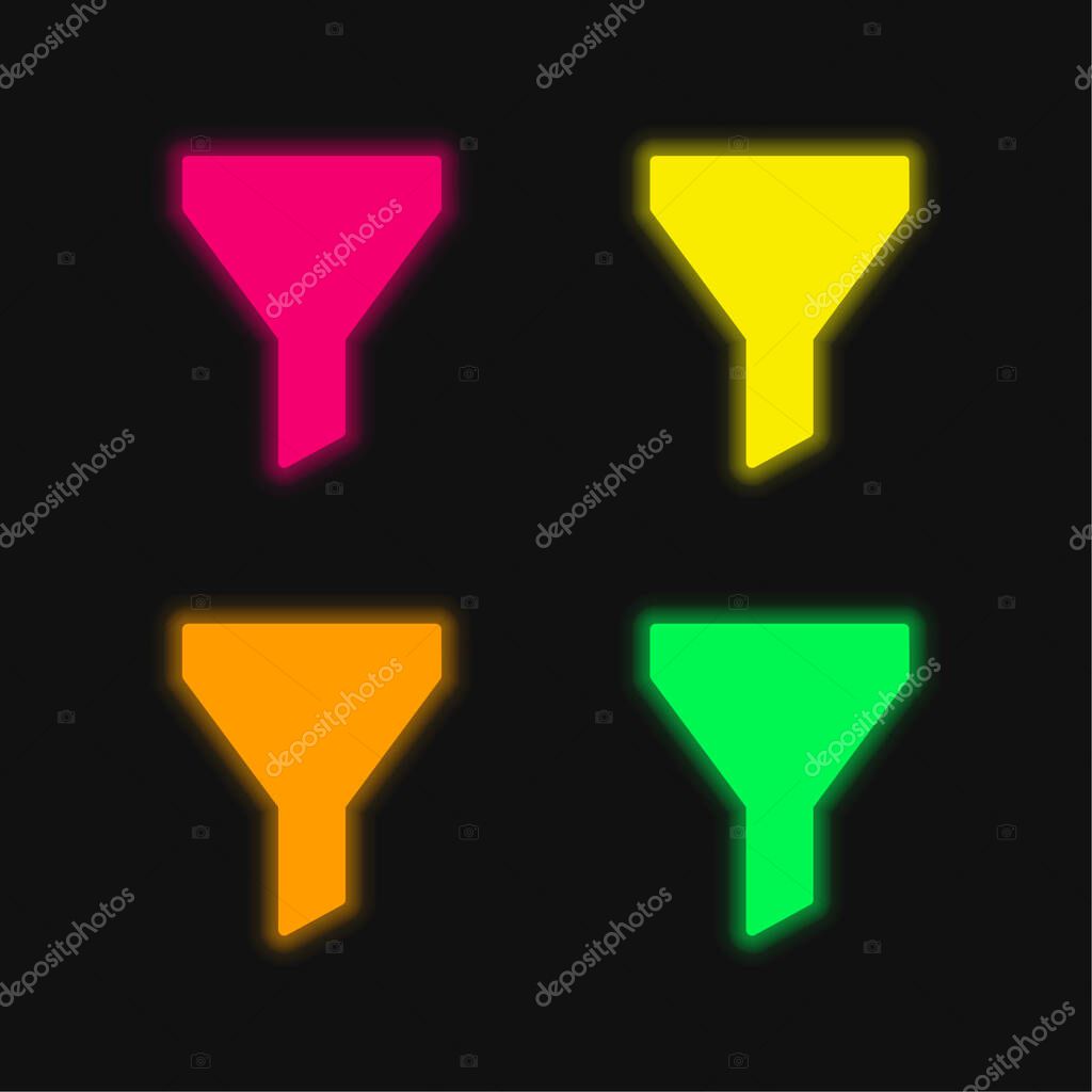 Big Funnel four color glowing neon vector icon