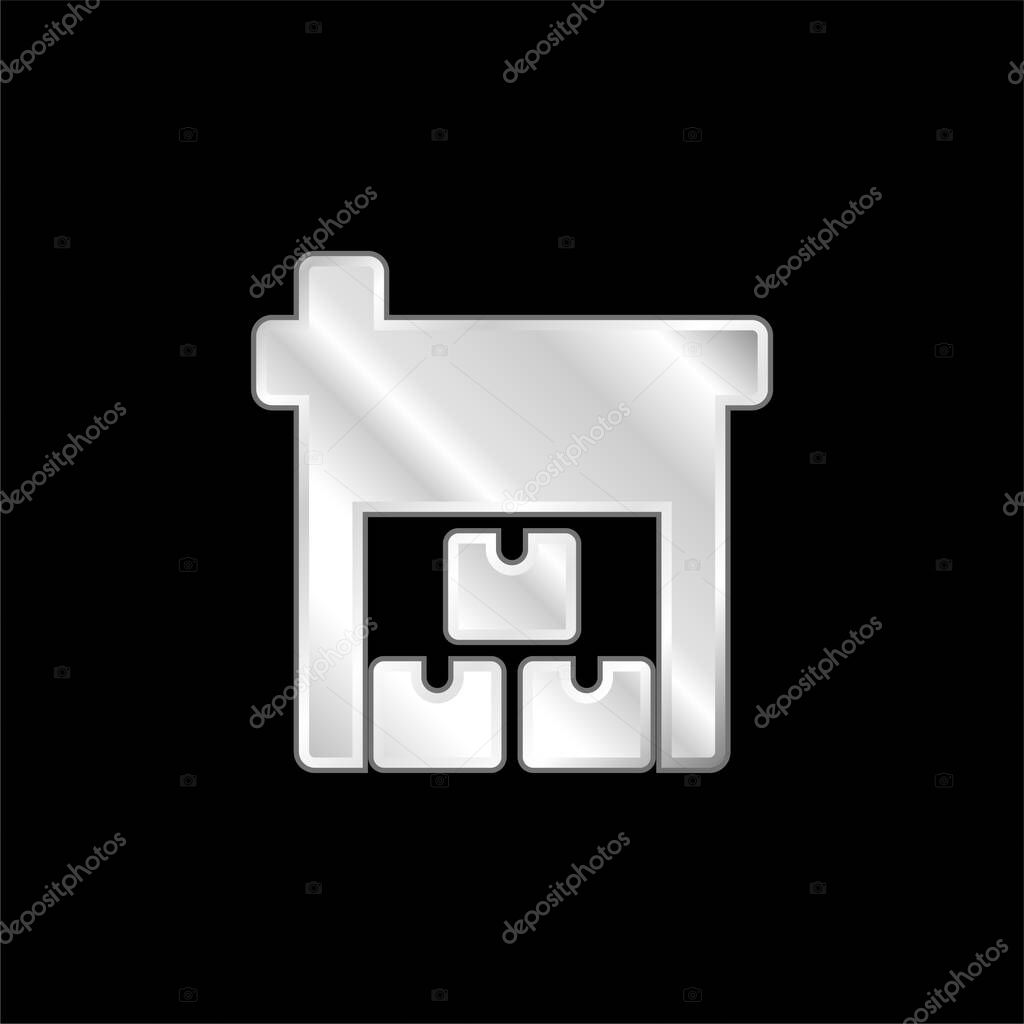 Boxes silver plated metallic icon