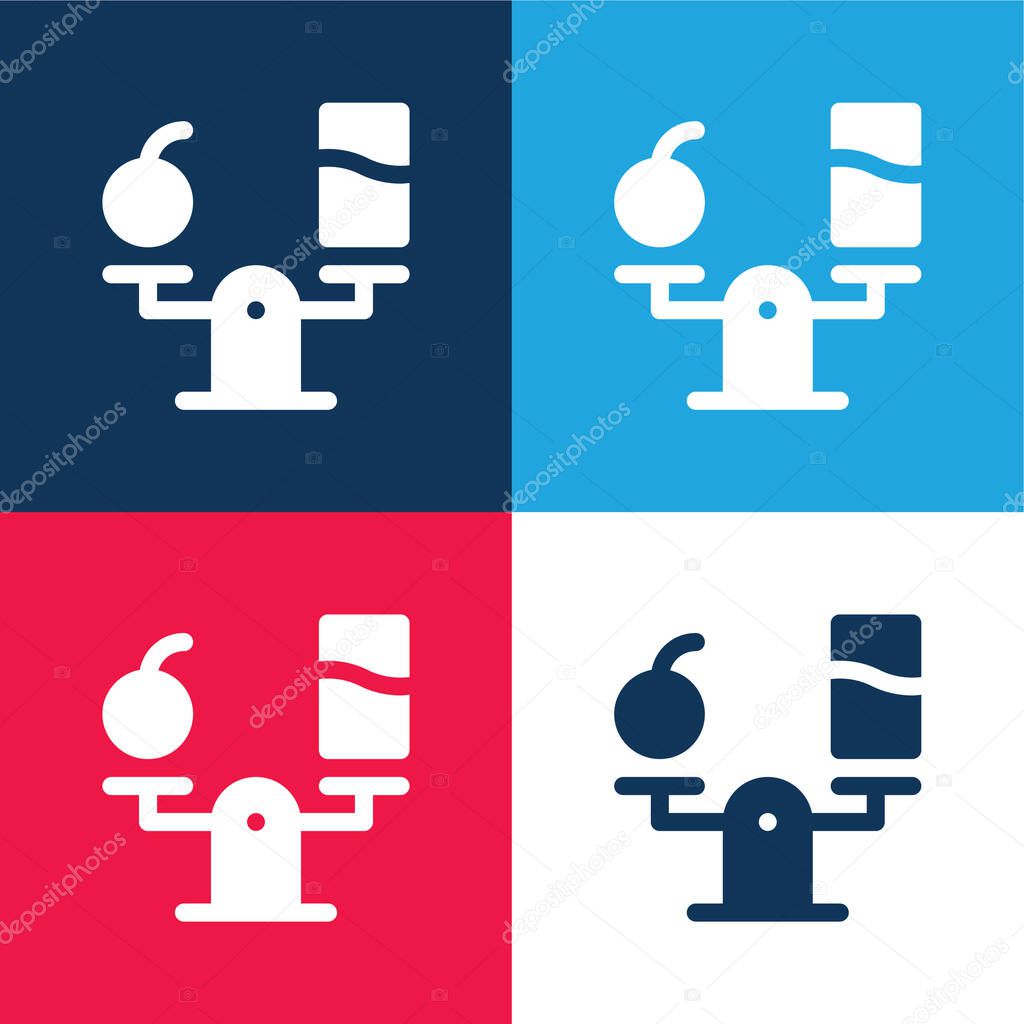 Balanced Diet blue and red four color minimal icon set