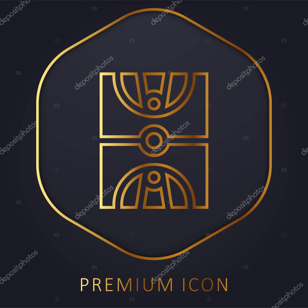 Basketball Court golden line premium logo or icon