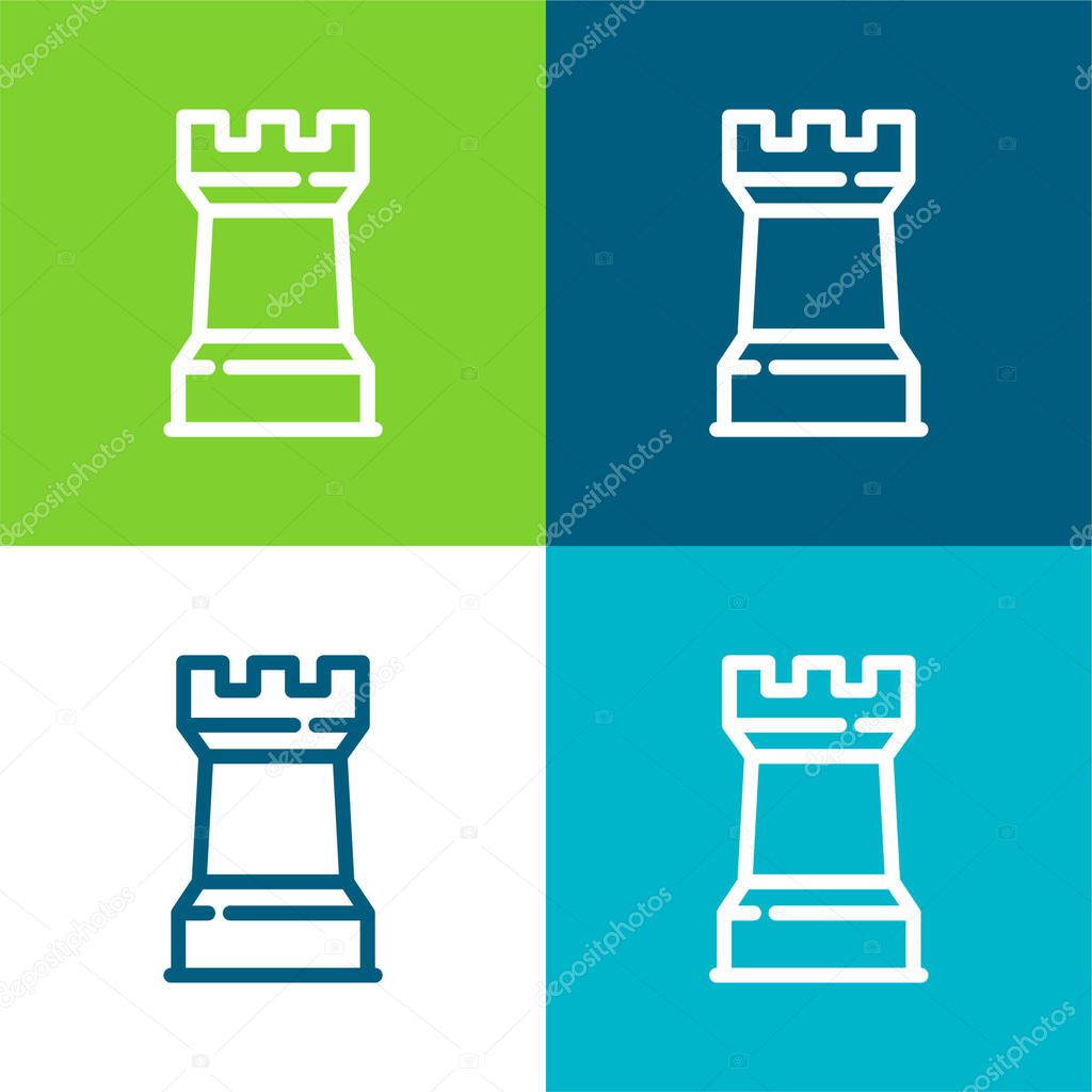 Big Towers Flat four color minimal icon set