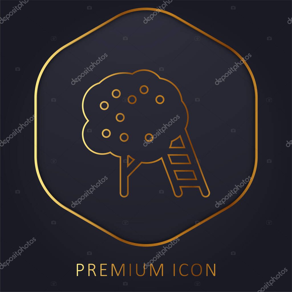 Apple Tree golden line premium logo or icon