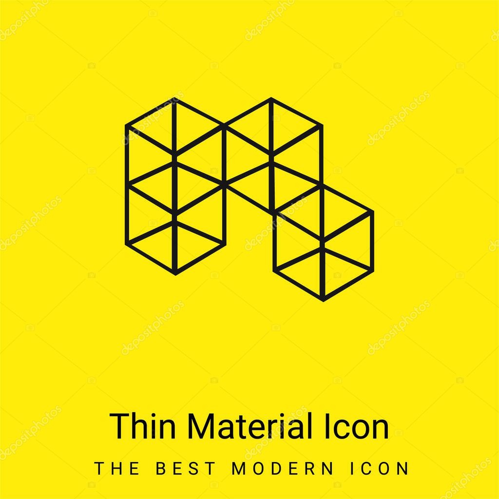 3d Cubes minimal bright yellow material icon