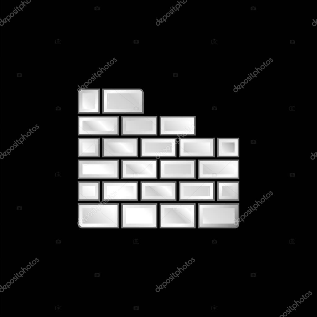 Brick Wall silver plated metallic icon
