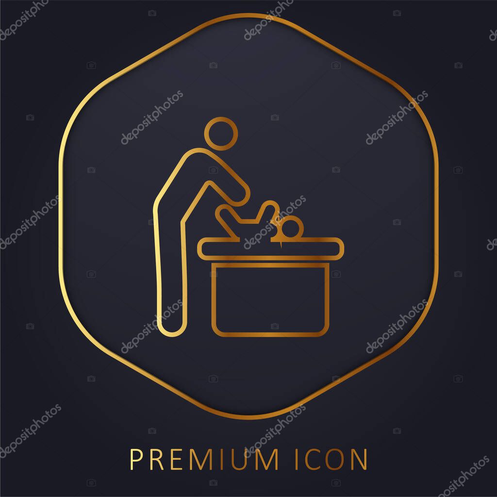 Baby Changing golden line premium logo or icon