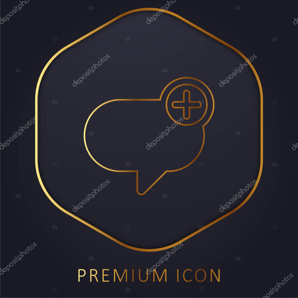 Add Message golden line premium logo or icon