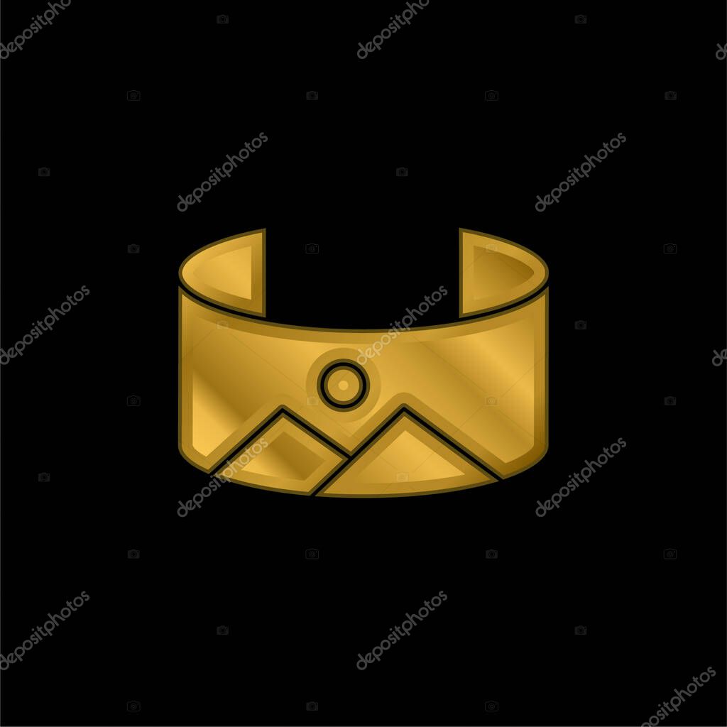 360 Image gold plated metalic icon or logo vector