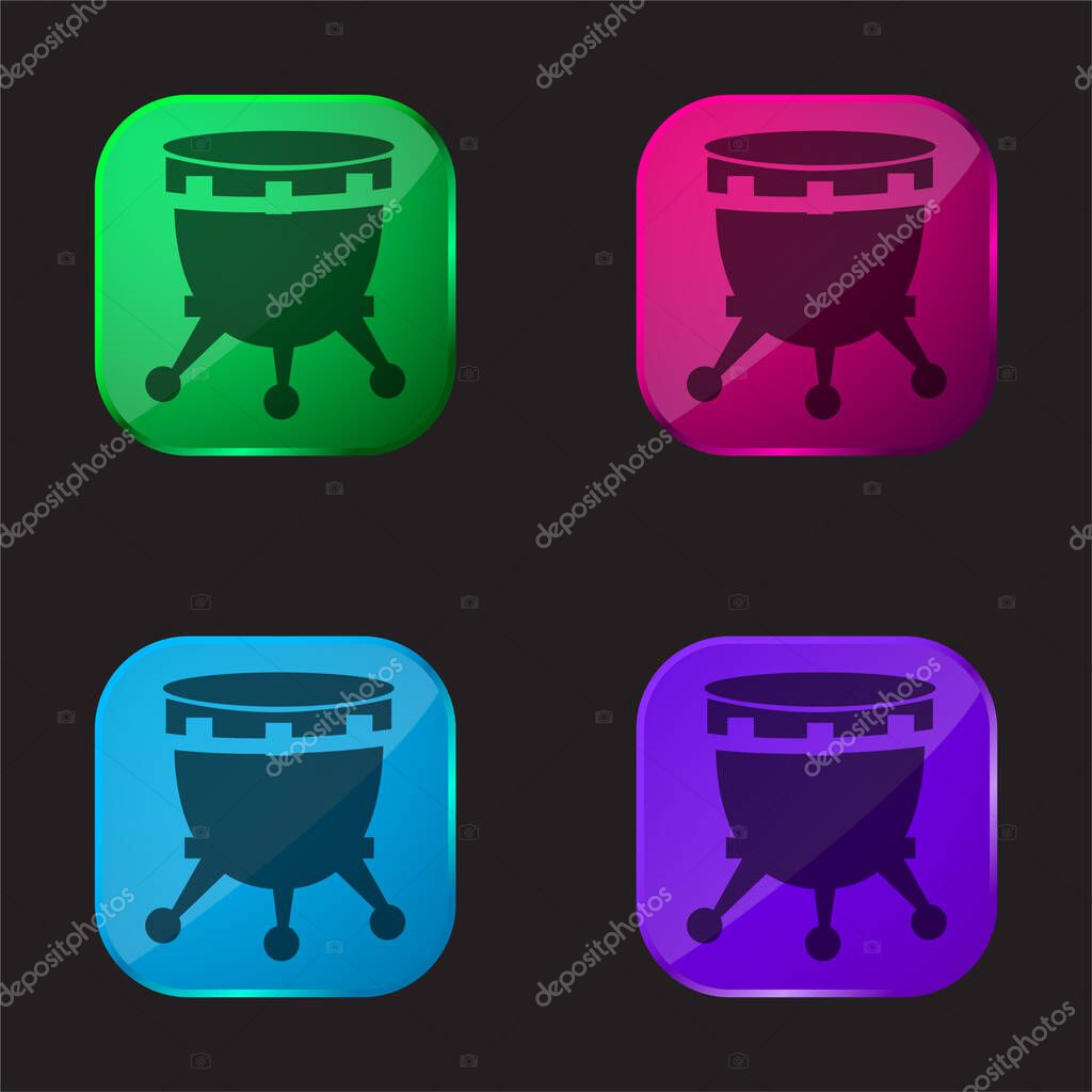 African Drum With Stand four color glass button icon