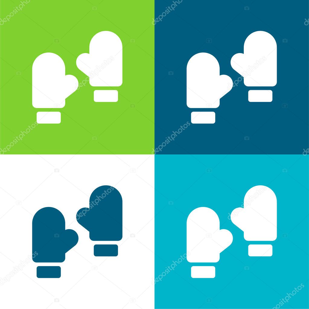 Boxing Flat four color minimal icon set