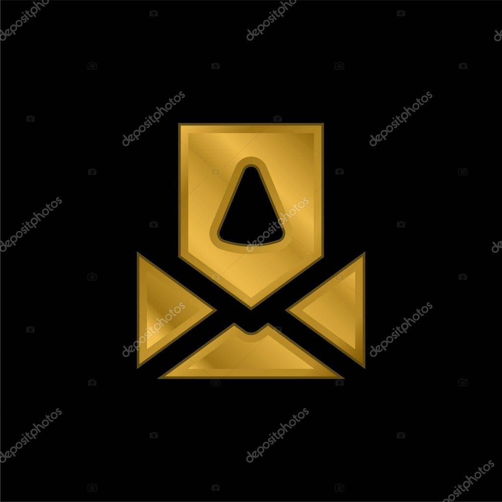 Birthday Card gold plated metalic icon or logo vector