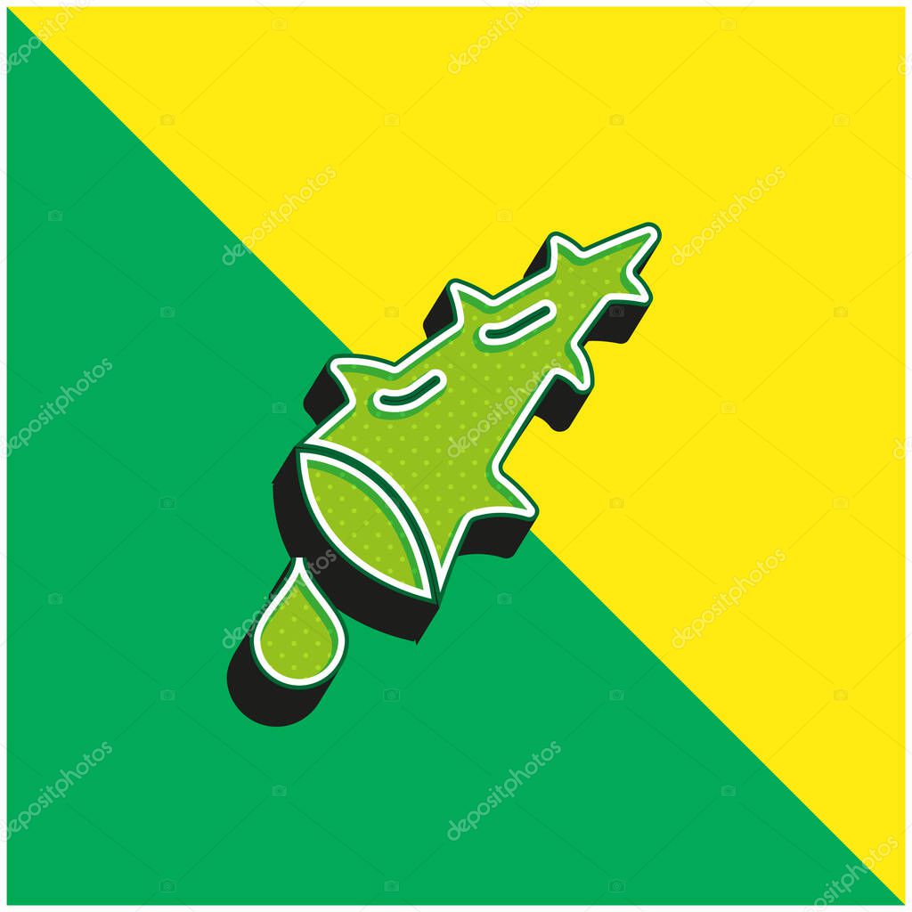 Aloe Green and yellow modern 3d vector icon logo
