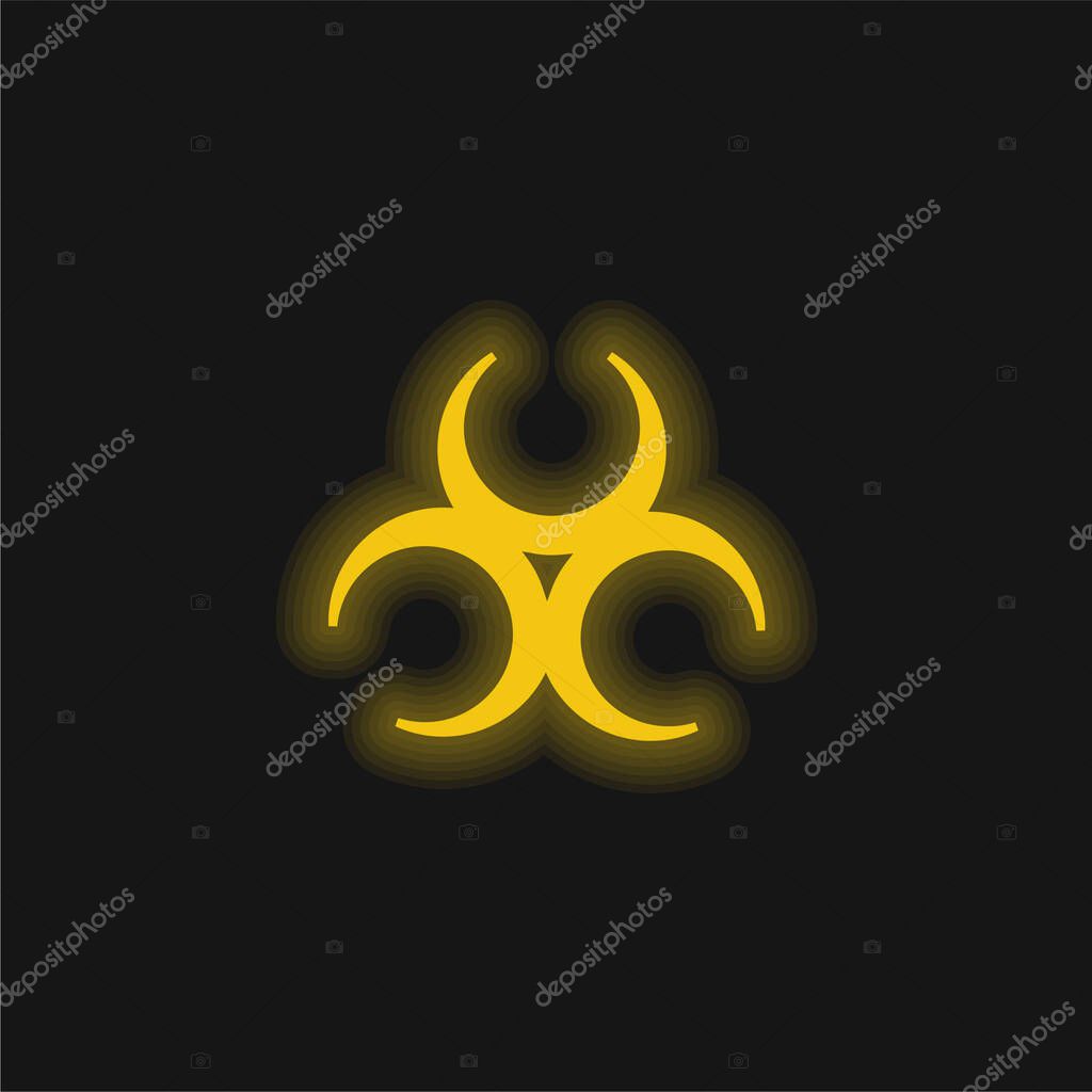 Biohazard Symbol yellow glowing neon icon