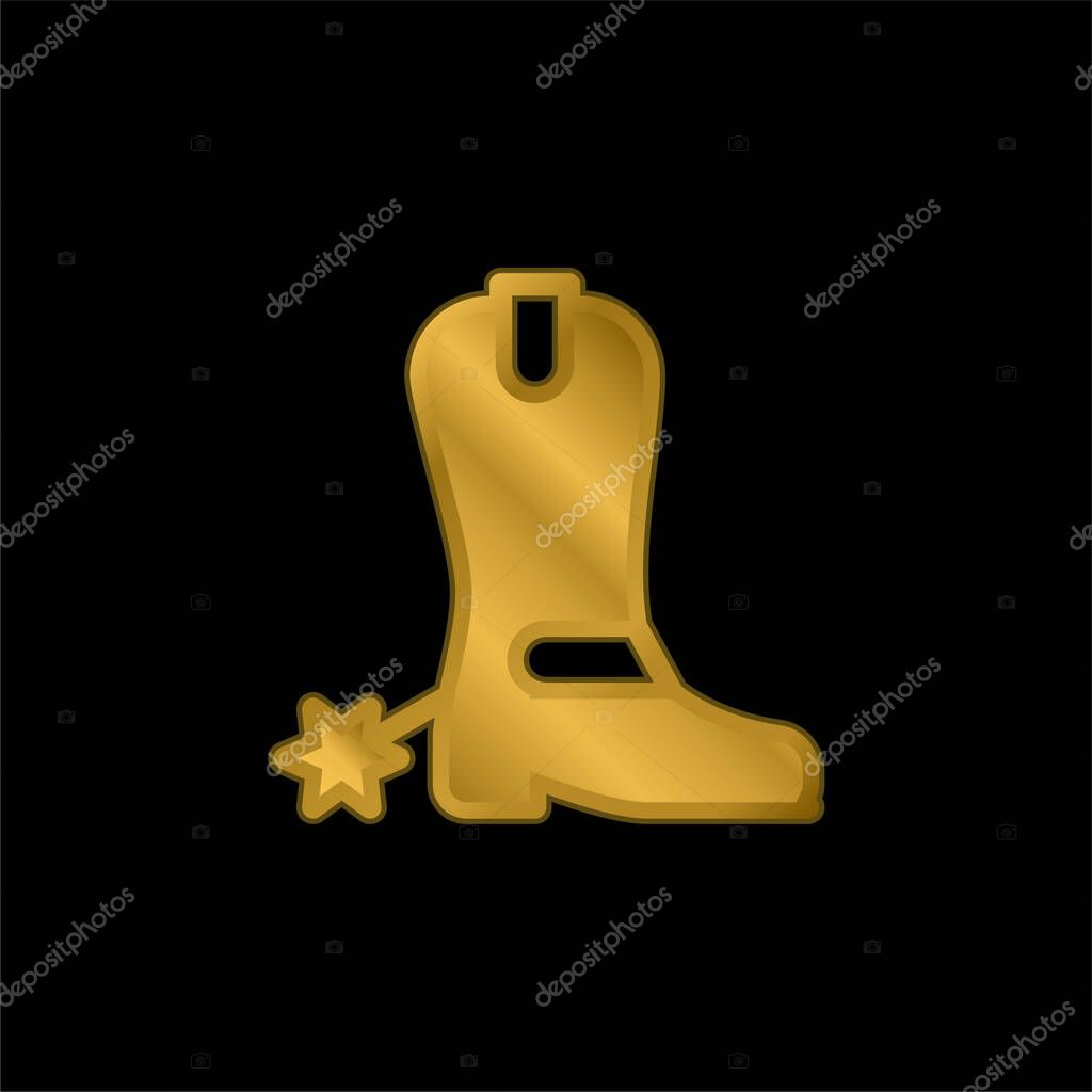 Boots gold plated metalic icon or logo vector