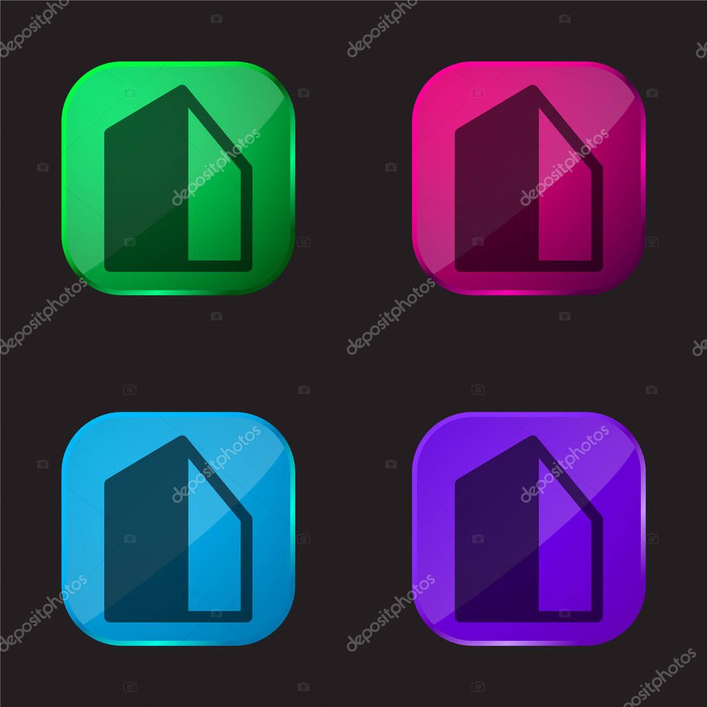 Big Building four color glass button icon