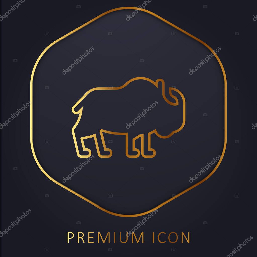 Bison golden line premium logo or icon