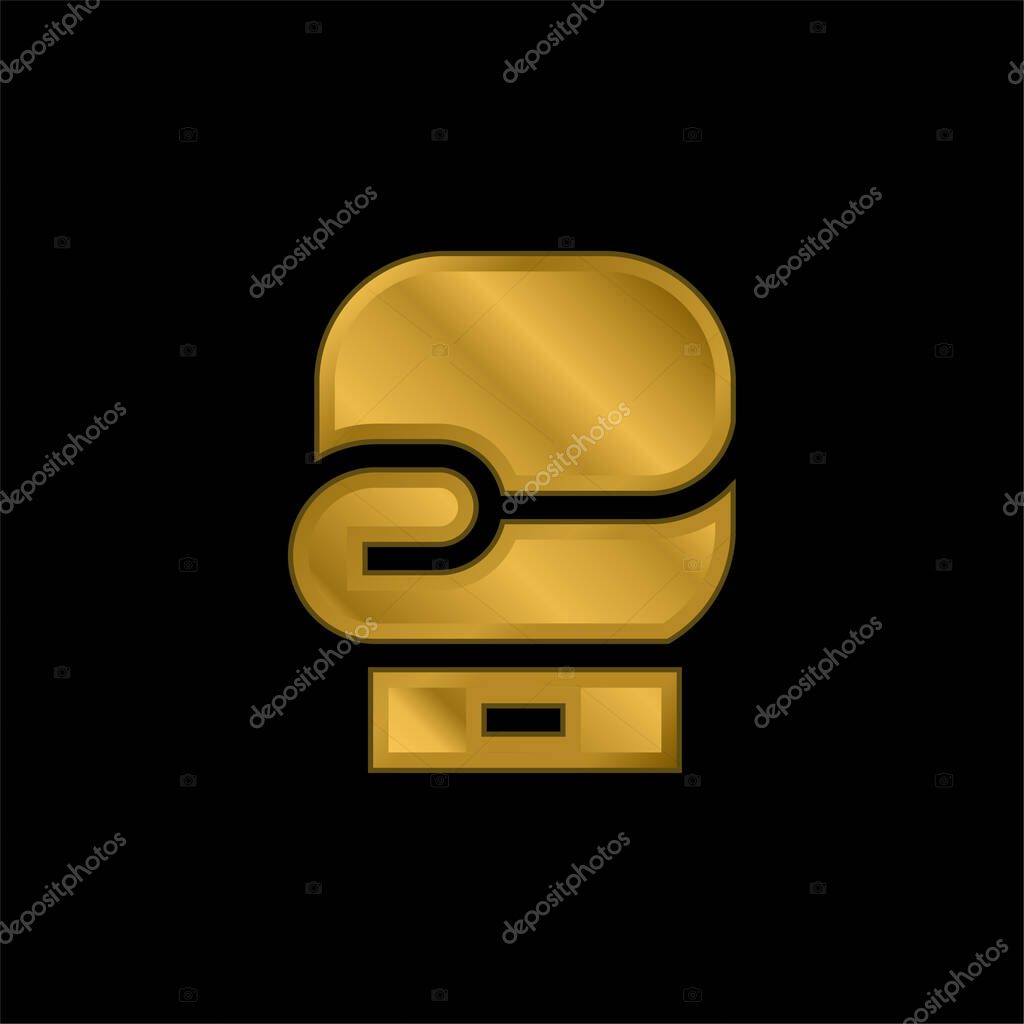 Boxing gold plated metalic icon or logo vector