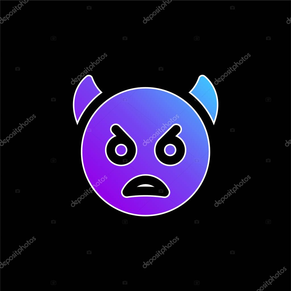 Angry blue gradient vector icon