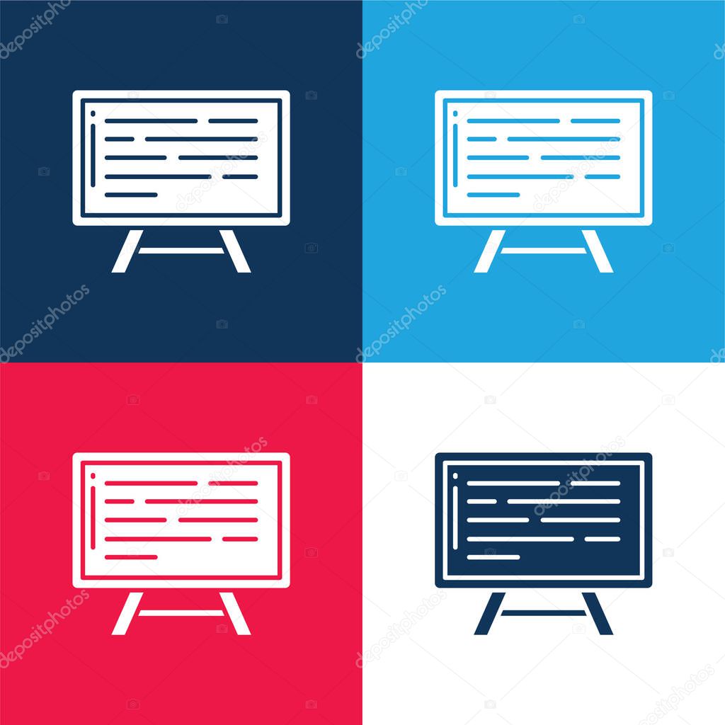 Board blue and red four color minimal icon set