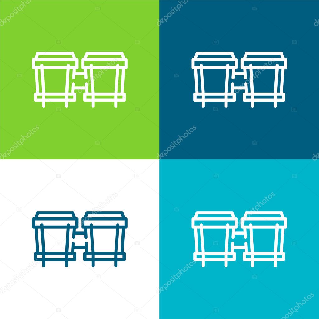 Bongos Flat four color minimal icon set