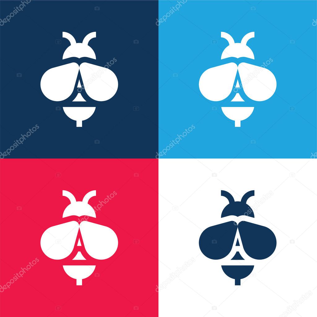 Bee blue and red four color minimal icon set
