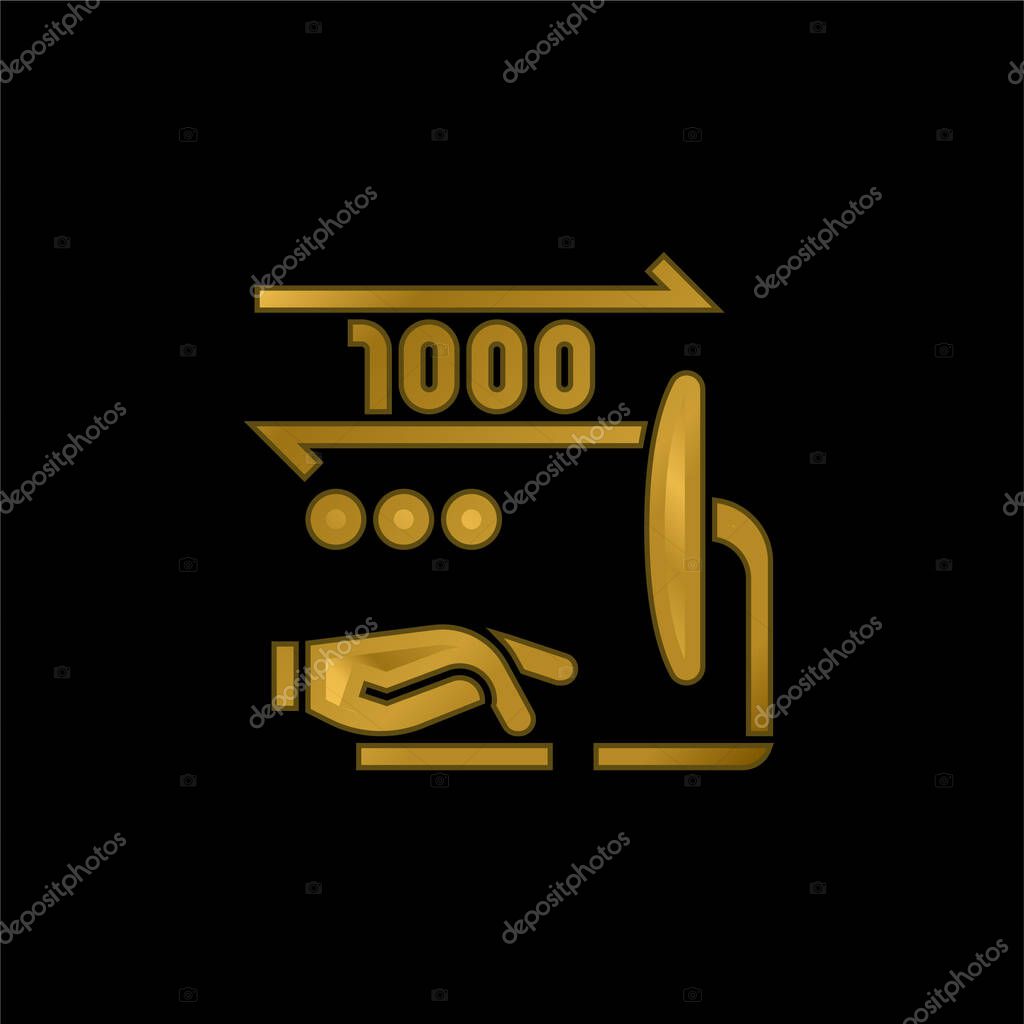 Binary gold plated metalic icon or logo vector