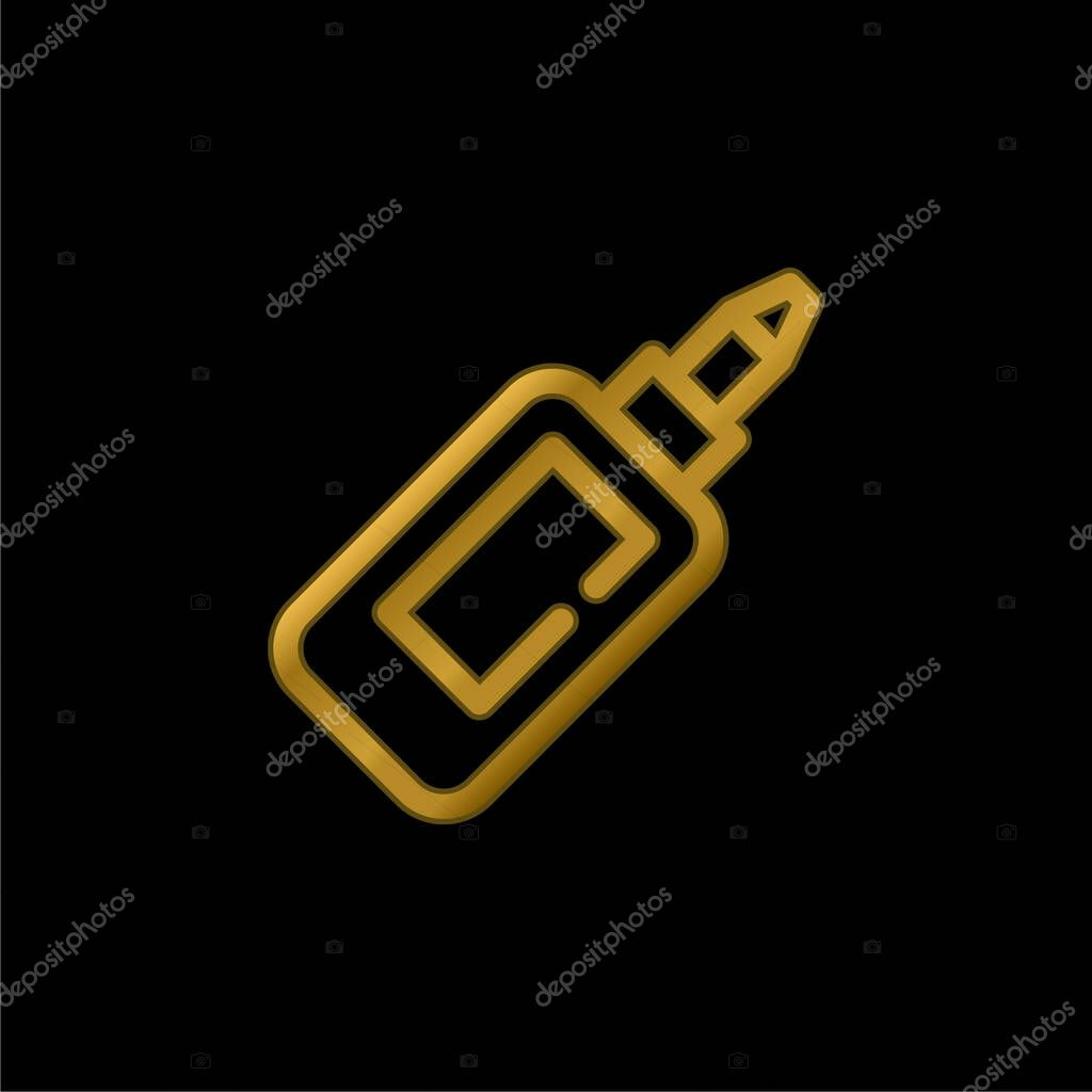Bottle Of Glue gold plated metalic icon or logo vector