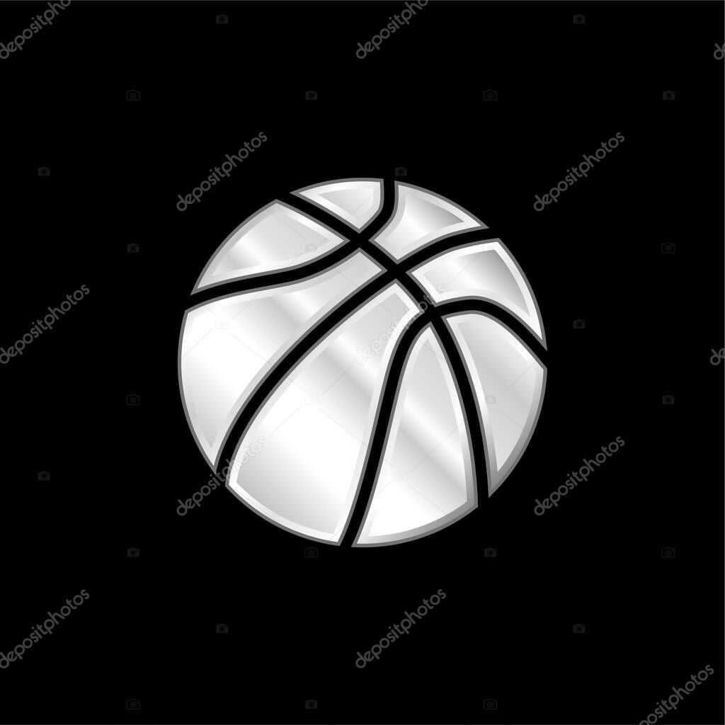 Ball Of Basketball silver plated metallic icon