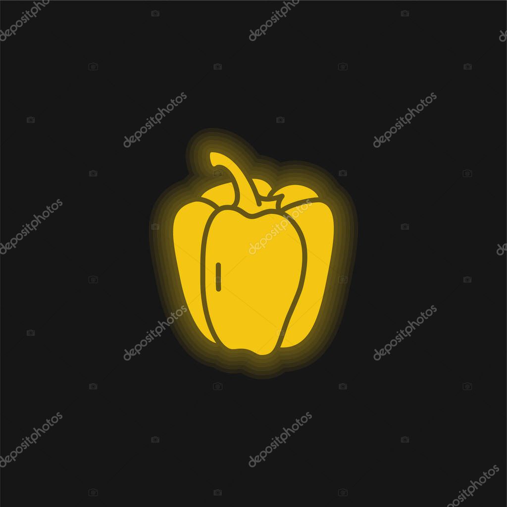 Bell Pepper yellow glowing neon icon