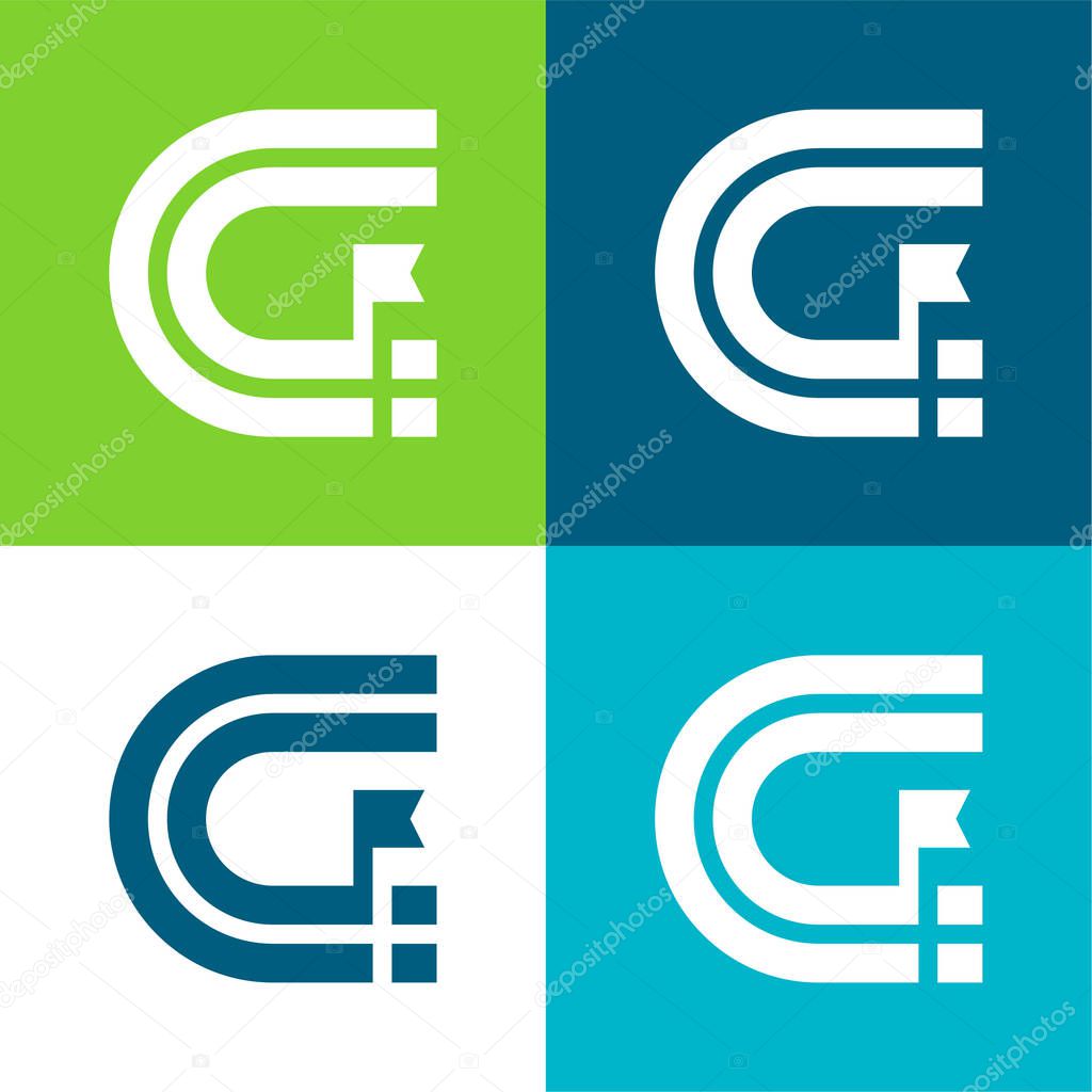 Athletics Track Flat four color minimal icon set