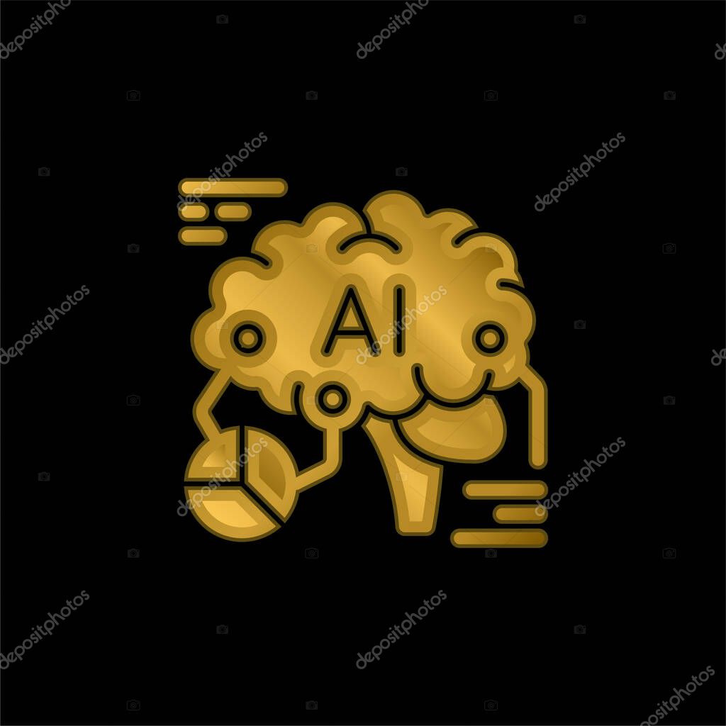 Analytics gold plated metalic icon or logo vector