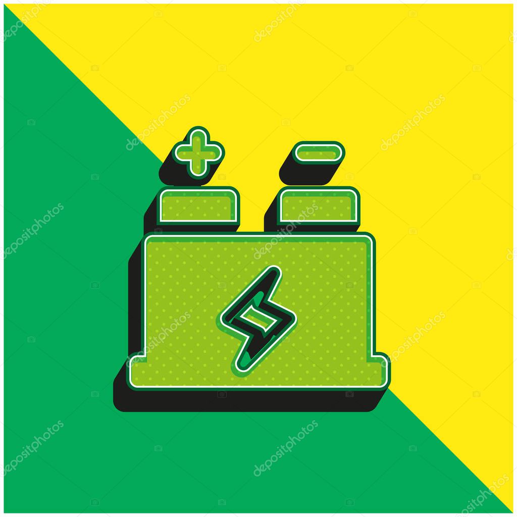 Battery Green and yellow modern 3d vector icon logo