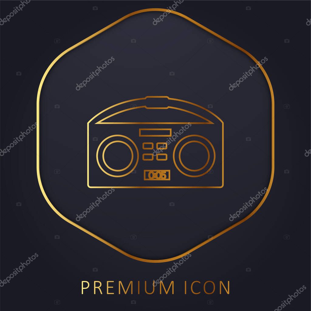 Boombox golden line premium logo or icon