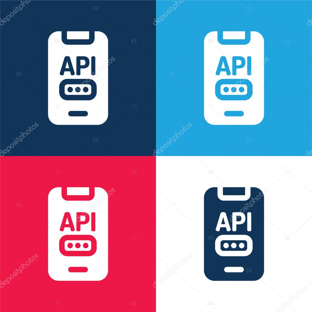 Api blue and red four color minimal icon set