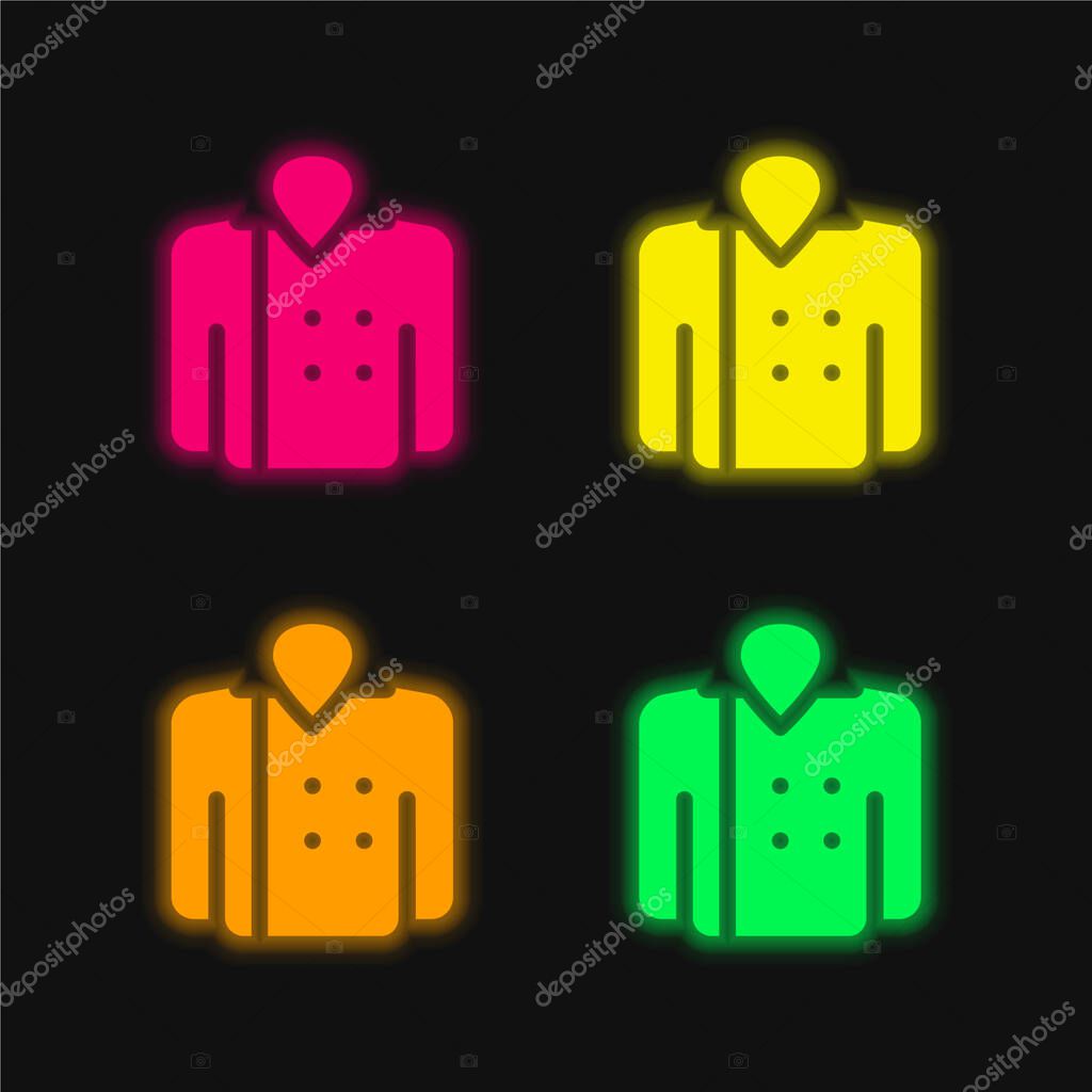 Blazer four color glowing neon vector icon