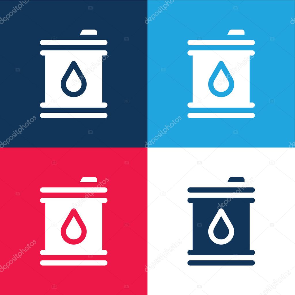 Barrel blue and red four color minimal icon set