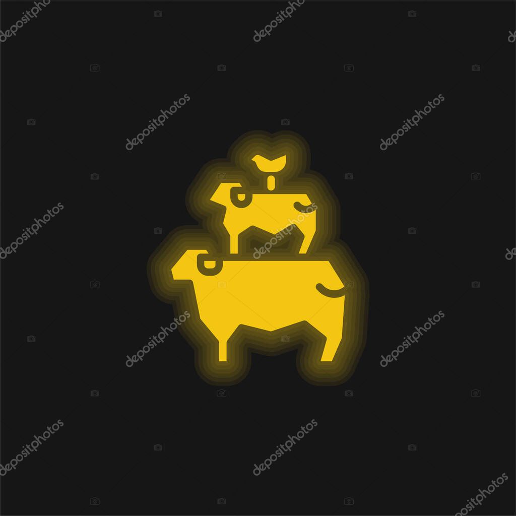 Animals yellow glowing neon icon