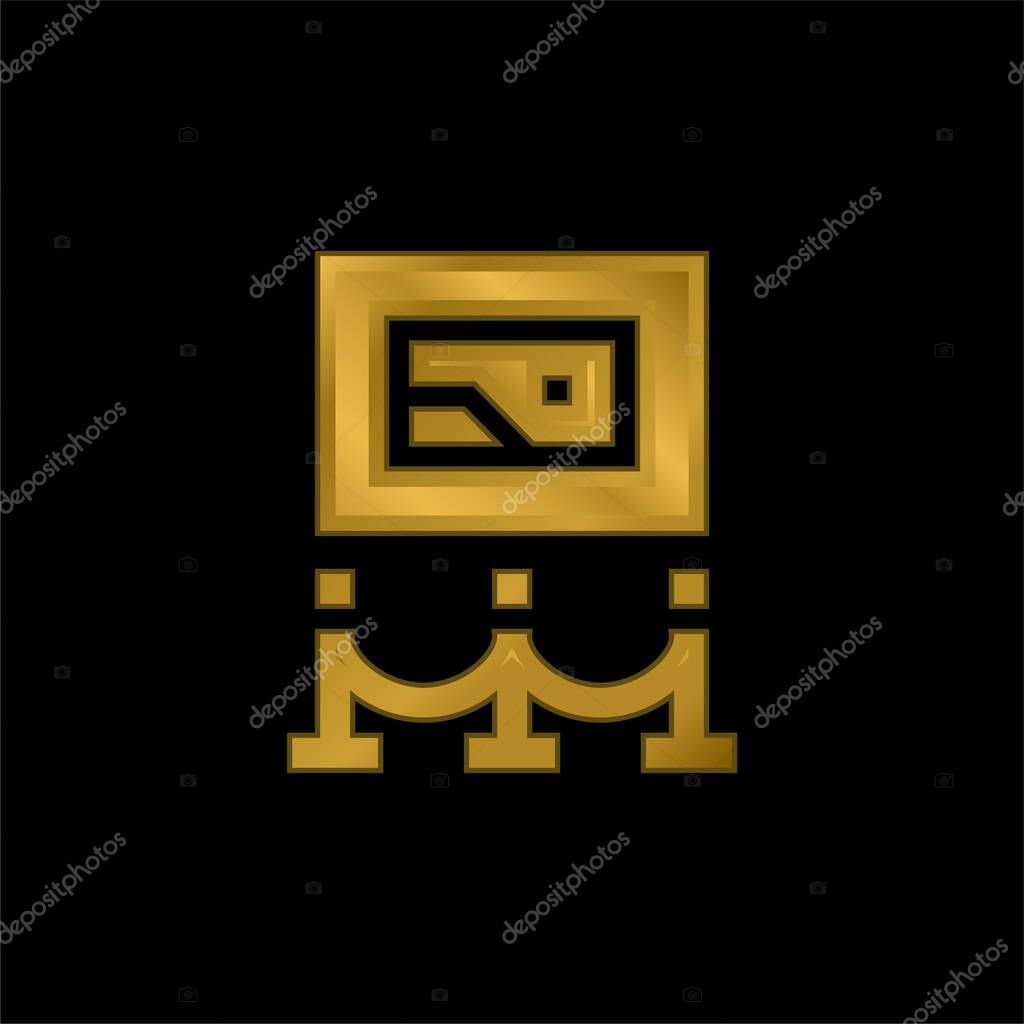 Art Museum gold plated metalic icon or logo vector