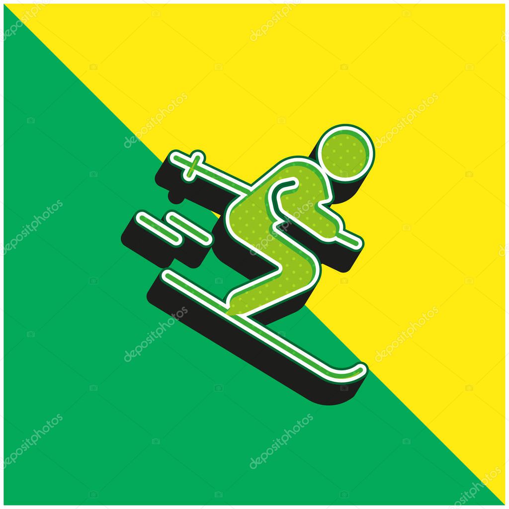 Alpine Green and yellow modern 3d vector icon logo